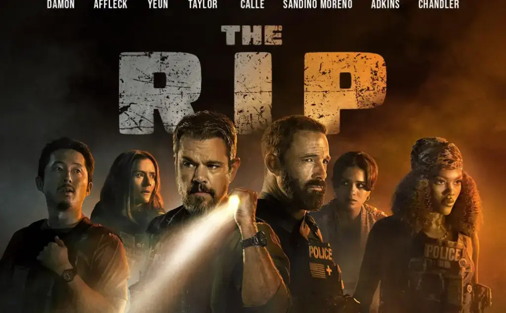Promotional poster of The Rip (2026), a Netflix thriller starring Matt Damon and Ben Affleck
