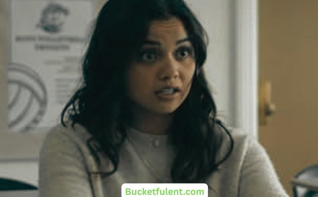 Sue Snell in the classroom talking to someone in Carrie 2026 prime video tv series.