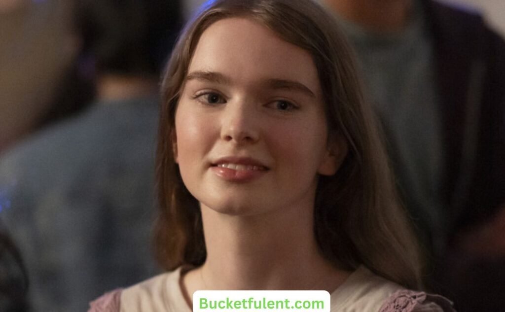 Carrie White played by Summer H. Howell, in dream look, thinking of something and blushing in Carrie 2026, prime video tv series.